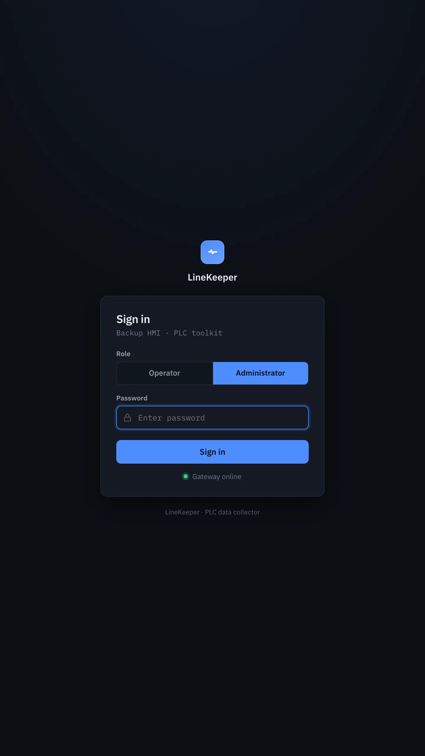Sign-in screen